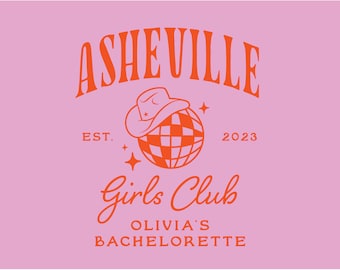 Asheville Bachelorette Party | Asheville North Carolina Bach | Bachelorette logo | Custom Bachelorette Logo | Cowgirl Disco | Disco Bach