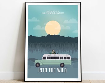 Into the Wild inspirierter Druck minimalistisches Filmposter / Print / Geschenk - basierend auf dem Leben von Christopher McCandless Zimmer Wandkunst und Dekor