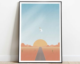 Asteroid City movie poster print, wall art, minimalist poster, film poster, Wes Anderson