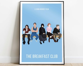 The Breakfast Club Movie Poster, Film Print, Breakfast Club Movie Art, Character Art, 80s aesthetic, minimalist style