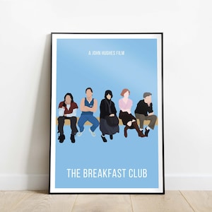 The Breakfast Club Movie Poster, Film Print, Breakfast Club Movie Art, Character Art, 80s aesthetic, minimalist style