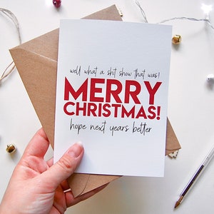 Cartão de Natal para amigos e familiares Engraçado, sarcástico - Cartão de Natal divertido, Cartão de férias, Cartão de 2021 - Cartão e envelope de Feliz Natal 5"x7"