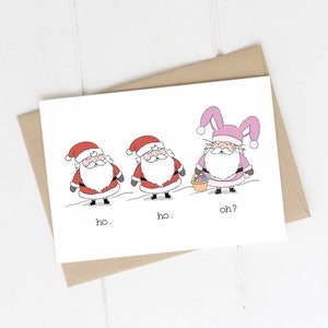 Biglietti di Natale per la famiglia e gli amici - Biglietto di Natale divertente, ho ho ho - Buon Natale 5"x7" biglietto e busta / Babbo Natale