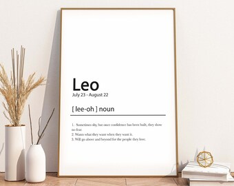 Leo Minimalist Wall Art, Zodiac Prints, Astrology wall art, Leo gift, Leo Decor, Horoscope, Leos- for bedroom, dorm room