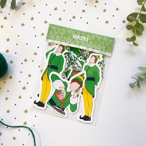Etichette regalo di Natale, Etichette regalo di Natale, Confezione natalizia - Buddy the Elf - confezione da 6 etichette lucide