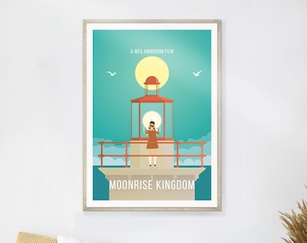 Moonrise Kingdom inspired print minimalist movie poster / print / gift - Wes Anderson for offices, bedroom, dorm room wall art and decor