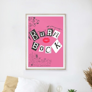 Mean Girls Film Poster, Burn Book Print, Minimalist Style, Mean Girls Dekor, Pink Home Dekor