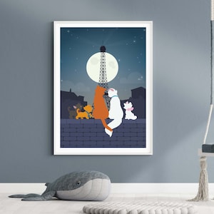 The Aristocats wall art - inspired minimalist movie poster / print / gift - The Aristocats, kittens prints, nursery and bedroom wall art