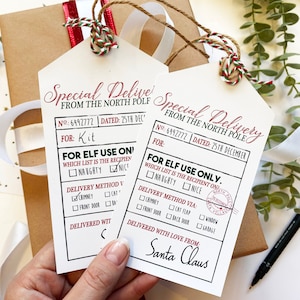 Christmas wrapping, Straight from the North Pole, pack of 2 large Christmas gift tags, Christmas Gift Labels | Personalise, personalisable