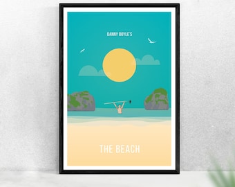 The Beach Movie Poster, Print minimalist movie poster / print / gift -  Danny Boyle for offices, bedroom, dorm room wall art and decor