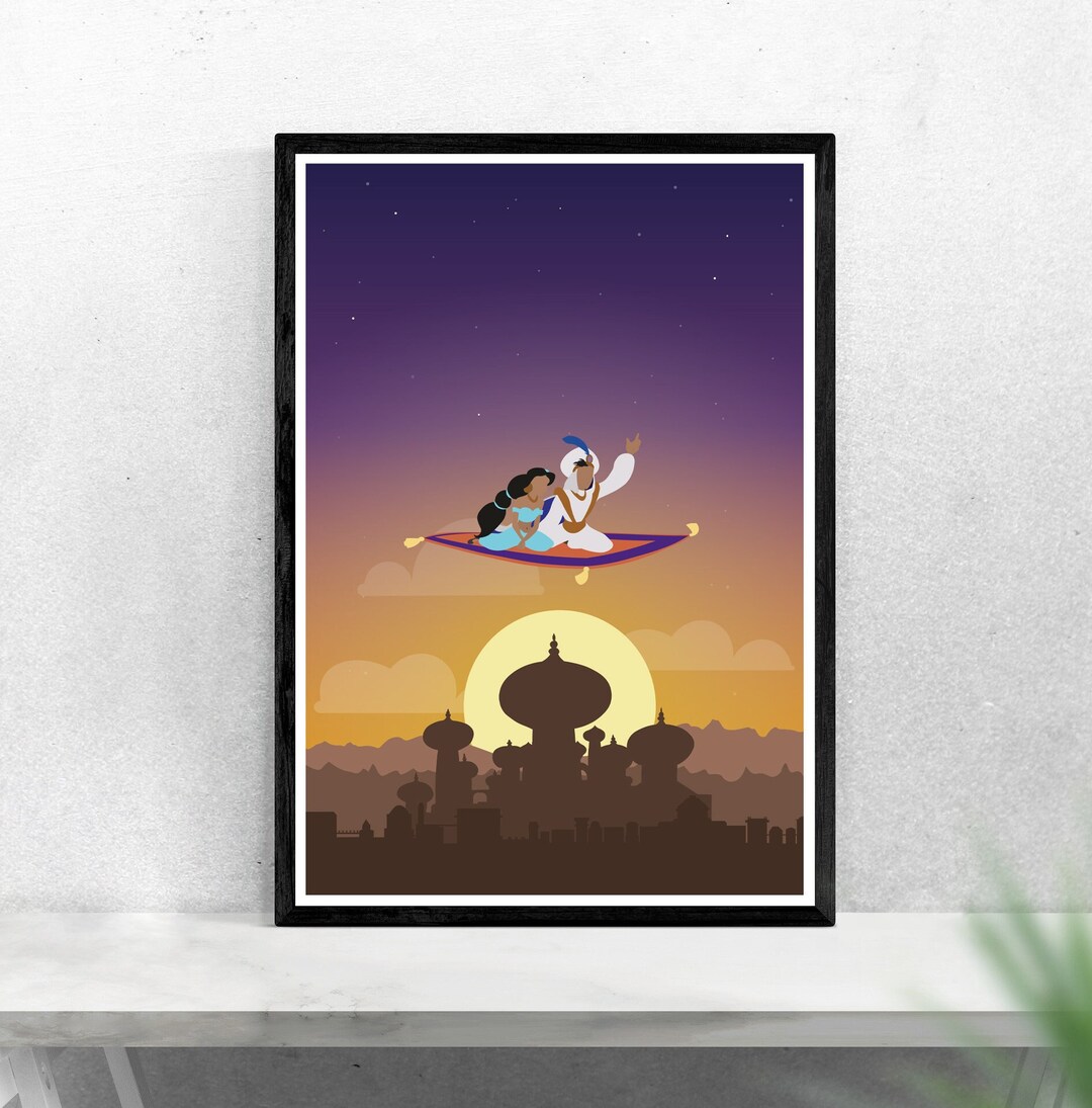 Aladdin wall art - inspired minimalist movie poster / print / gift - Aladdin prints, nursery and bedroom wall art