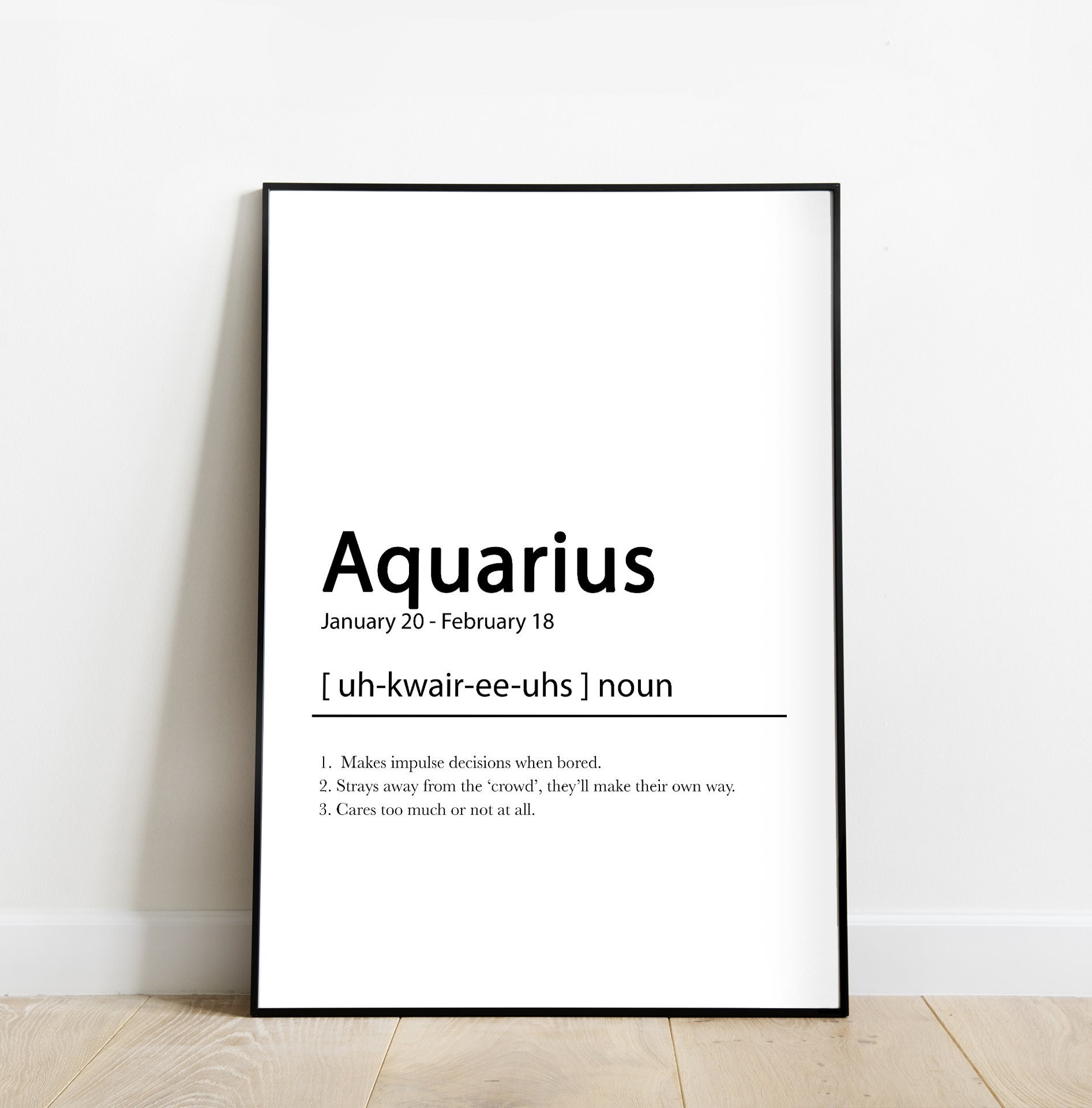 Aquarius minimalist wall art Zodiac Prints Astrology wall Etsy