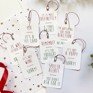 Sarkastische Geschenkanhänger für Weihnachten, Geschenkanhänger für Weihnachten, festliche Geschenkanhänger, Sarkastische Verpackung für Weihnachtsgeschenke, 9er Set