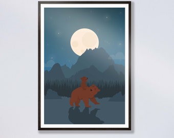 Brother Bear wall art - inspired minimalist movie poster / print / gift - Bear prints, nursery and bedroom wall decor and art