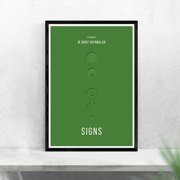 Signs Movie Poster, Signs Print, minimalist style movie poster, M. Night Shyamalan for offices, bedroom, dorm room wall art and decor