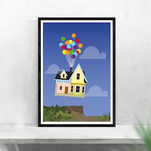 UP Movie Poster, Up wall art, Up print, minimalist style movie poster, Pixars UP prints, Paradise Falls, nursery