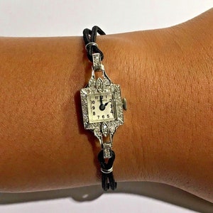 Antique 10% IRID Platinum Croton Watch Co. Movement Renaud Ladies Diamond Watch