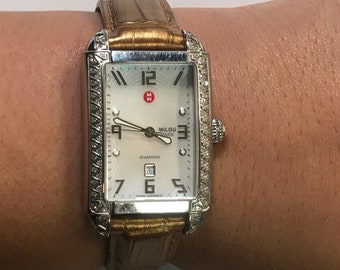 Stunning Michele Deco Diamond White Ceramic Chronograph 