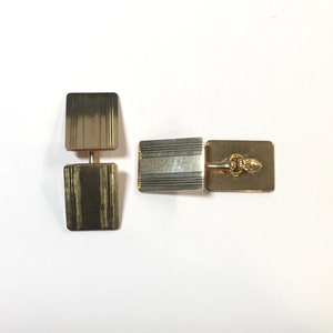 Vintage 14K Gelbgold Cartier Rechteckige Strukturierte Manschettenknöpfe Gravierbar
