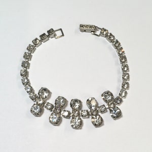 Bracelet Tennis En Argent 925 Avec Strass - Style Art Déco, Longueur 19.1cm, Occasion