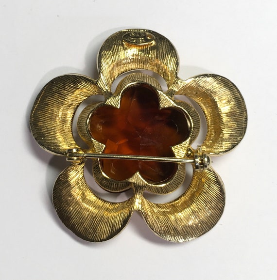 Vintage Signed Benedikt NY Brown Glass Stone Gold… - image 2