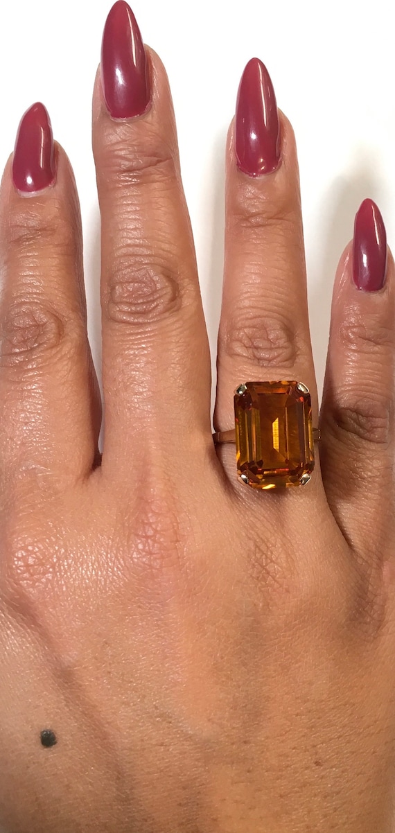Large Yellow Emerald Cut Rectangle Citrine Gemsto… - image 10