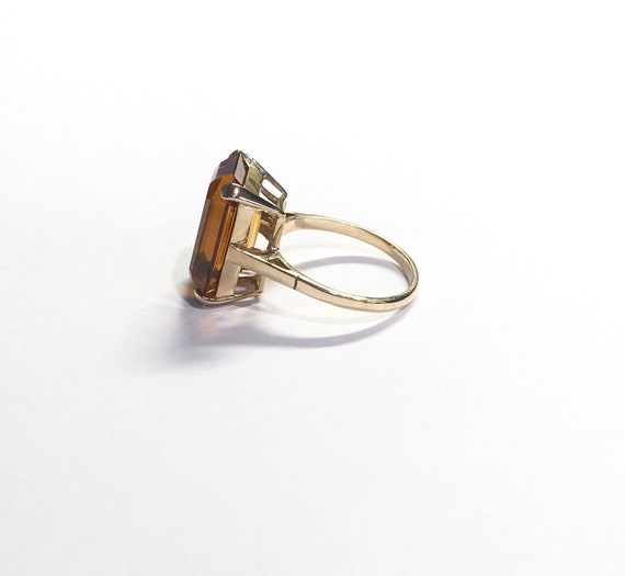 Large Yellow Emerald Cut Rectangle Citrine Gemsto… - image 5