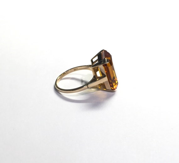 Large Yellow Emerald Cut Rectangle Citrine Gemsto… - image 3