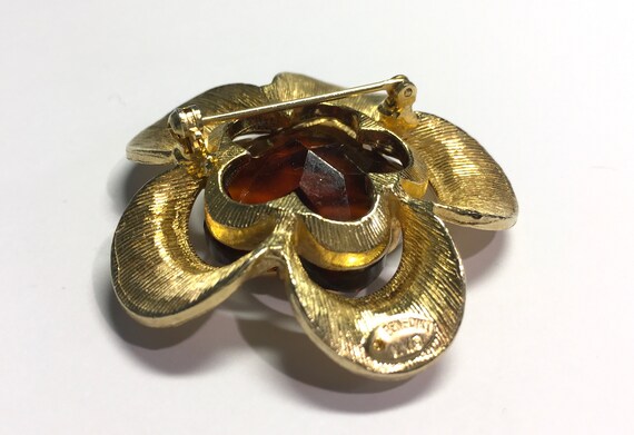 Vintage Signed Benedikt NY Brown Glass Stone Gold… - image 6