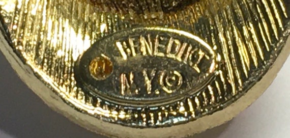 Vintage Signed Benedikt NY Brown Glass Stone Gold… - image 5