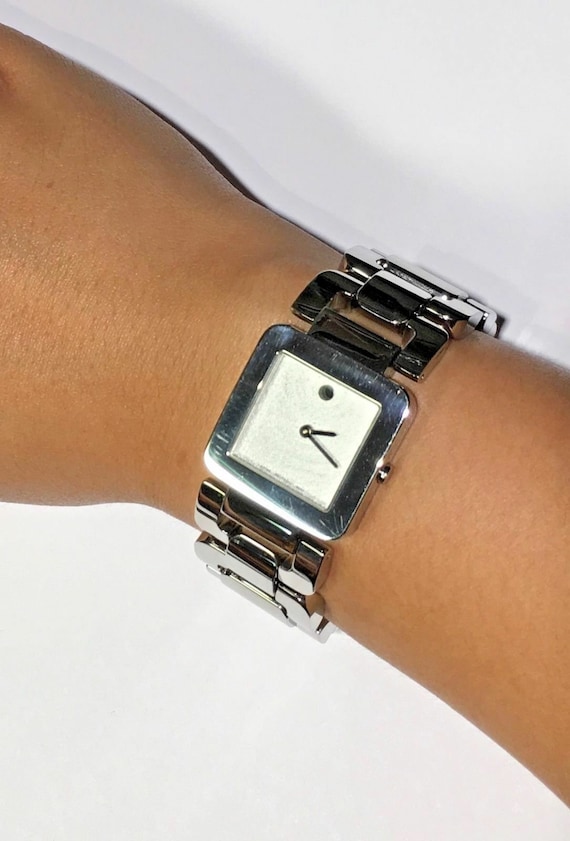 Movado Stainless Steel Luma Square Face Silver Met