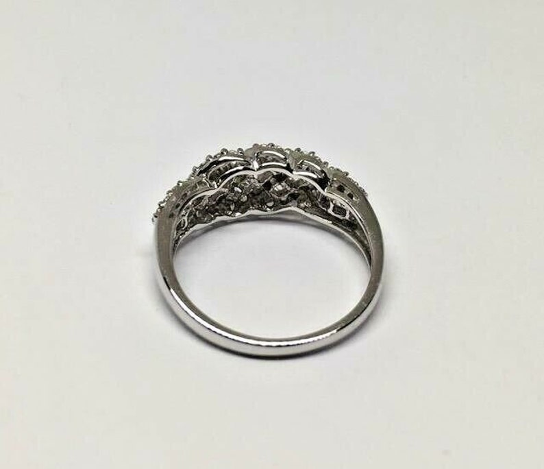 14k White Gold Round /& Baguette Diamonique CZ 1.00ctw Swirl Ring Size 8