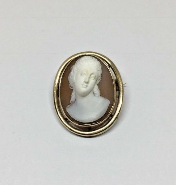 Rare Antique 10k Yellow Gold Oval Full Face 3D Cam