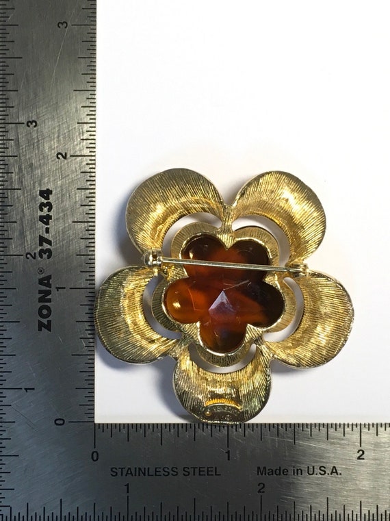 Vintage Signed Benedikt NY Brown Glass Stone Gold… - image 8