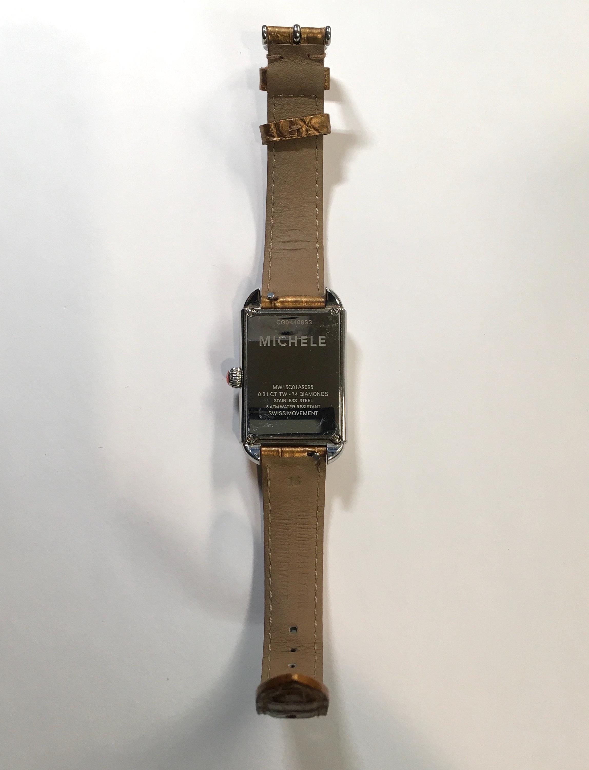 Buy Michele Diamond Milou Park Rectangle Watch Gold Strap  display picture 1