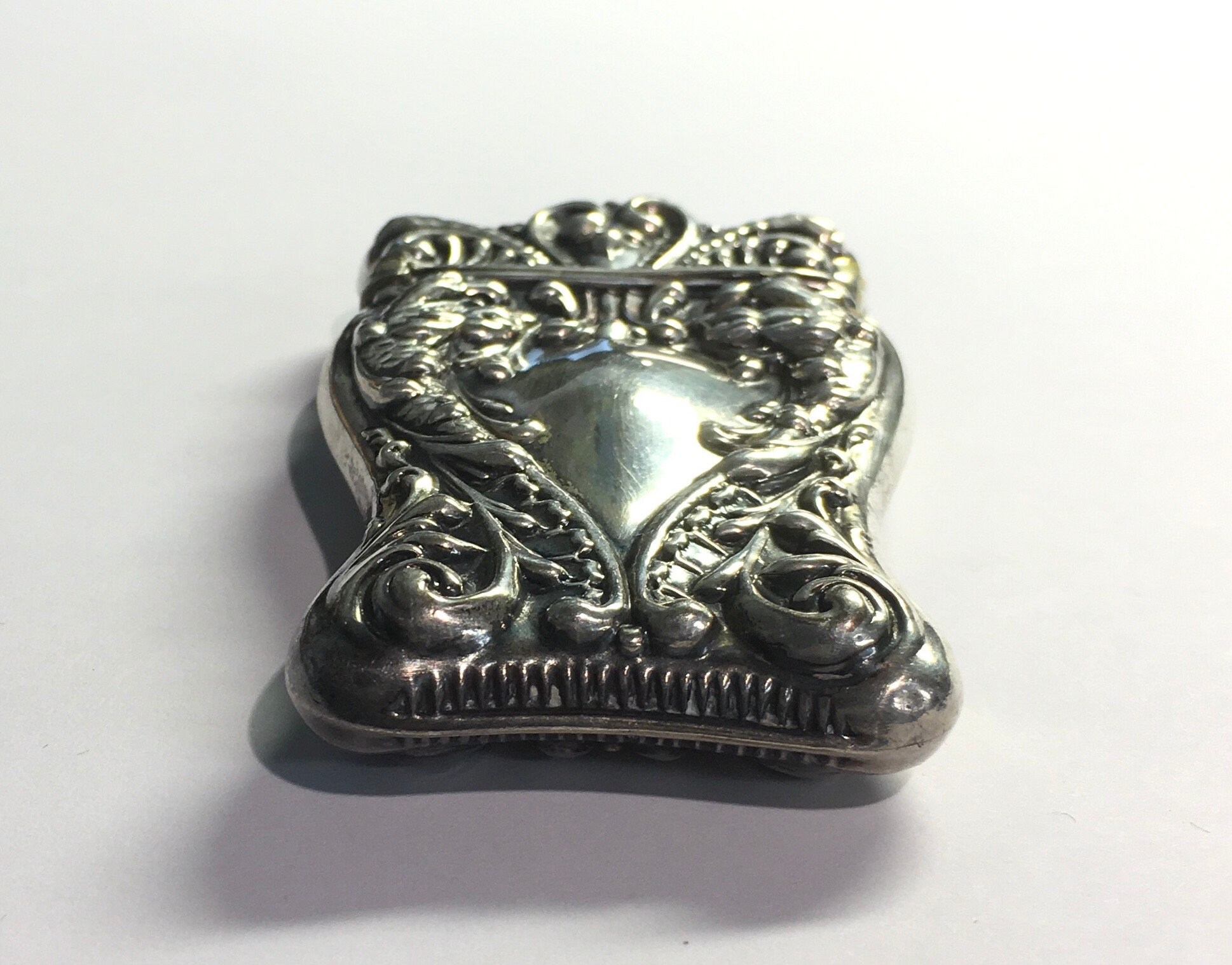 Antique Sterling Silver Match Safe Vesta Case Heart Ornate Scroll ...