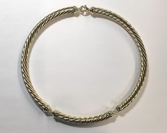 Gargantilla vintage David Yurman de oro amarillo de 14 k con cable, 7 mm de ancho y 15" de largo