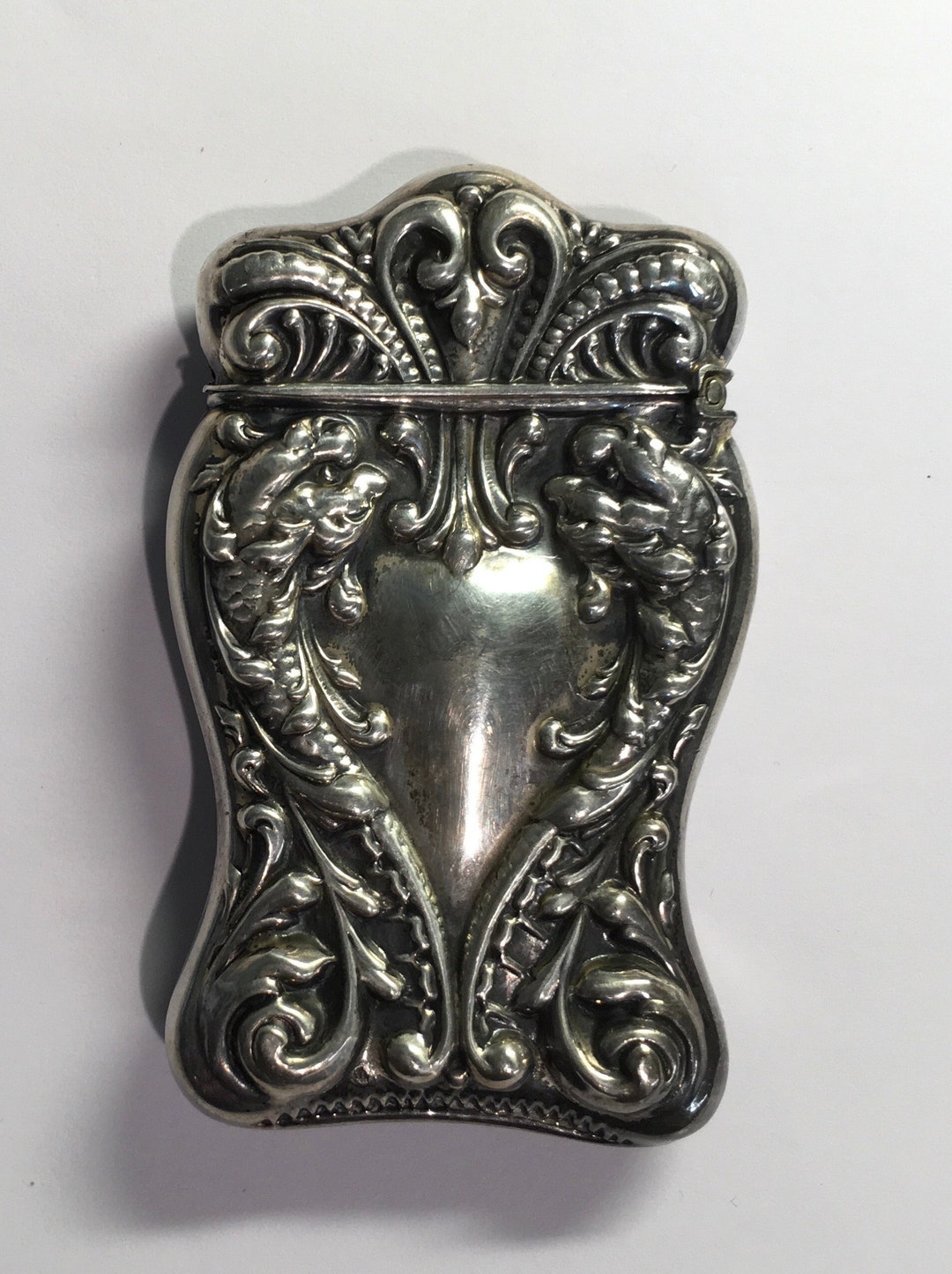 Antique Sterling Silver Match Safe Vesta Case Heart Ornate Scroll ...