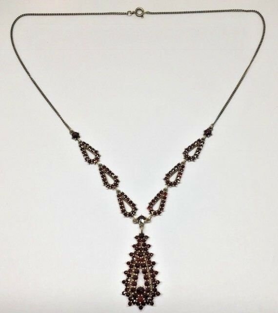 GERMANY ヴィンテージ ボヘミアン ガーネット 925シルバー ペンダント