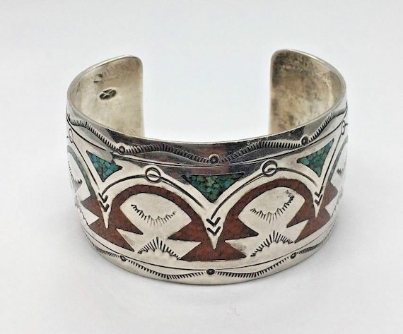 Marvelous Vintage Native American Navajo Tsosie Sterling Silver Geometric Bracelet Old Cuff Marvelous Vintage Native American Navajo Tsosie Sterling Silver Geometric Bracelet Old Cuff