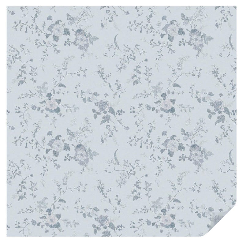 Subtle Flowers Stained Glass, Blue Window Sticker, Backgrounds and ...