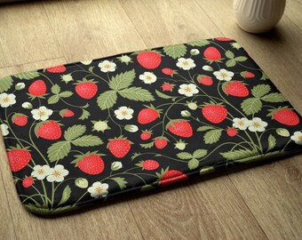 Fruit Pattern, Red, Strawberries, Small Space Rug, Elegant Design, Floor Decor, Bath Runner