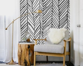 Herringbone Wallpaper, Removable Wallpaper, Minimalist Wall Decor, Scandinavian Home Decor, Wall Mural, Removable #41