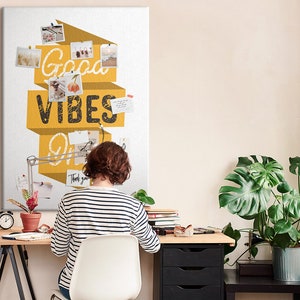 Motivational phrase, XXL Cork Board, Student&#39;s Note Board, Pins included, Custom Pattern, Photo Wall Display, Orange