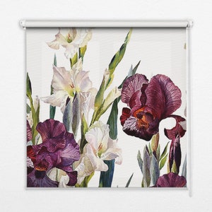 Sheer Or Blackout Variations Avaible Blinds, Plants, White, Purple, Flowers zoom, Contemporary Roller Blinds, Handmade Roller Shades