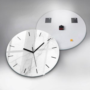 Reloj decorativo de vidrio de mármol, reloj de pared moderno blanco, reloj de pared único, reloj de vidrio templado, decoración de la Casa Blanca