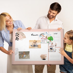 Monthly Planner, Bulletin Board, Canvas Print, Timetable, Goal Organizer,  Pins Included, White