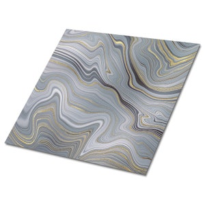 Waves Self Adhesive Vinyl Tiles, Gray Vinyl Wall Panels, Gold Luxury Vinyl Tile, Marble Vinyl Tiles For Bathroom, Easy To Clean