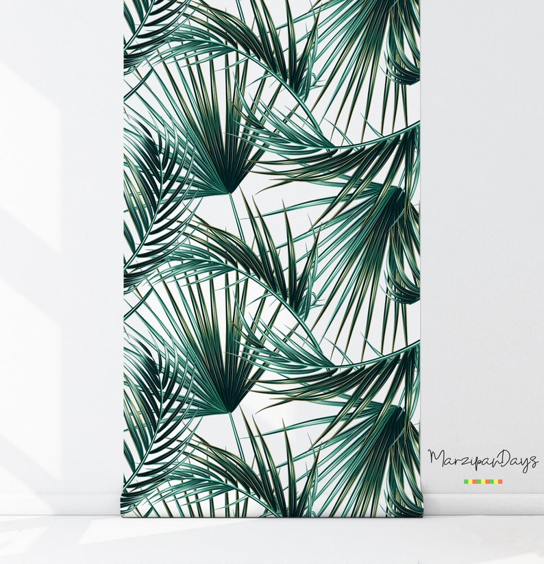 Palm leaf removable wallpaper Palms wall mural Foliage Etsy