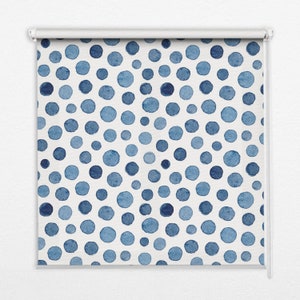 Blinds, Light Diffusing And Room Darkening, Blue dots, Blue and White, Geometric, Kitchen Window Blinds, Bedroom Window Treatments